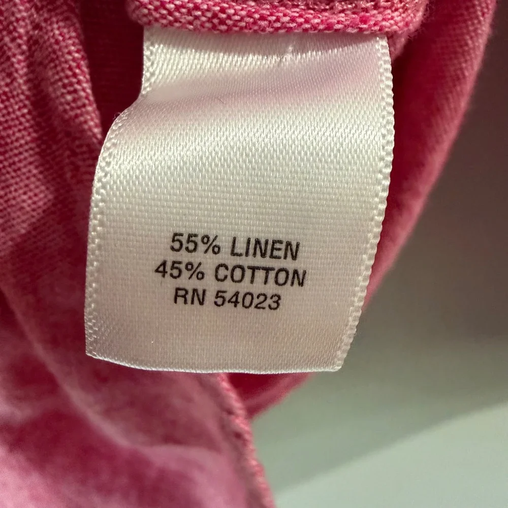 Banana‎ Republic Button Down Shirt Mens Small Pink Good Linen Cotton Long Sleeve